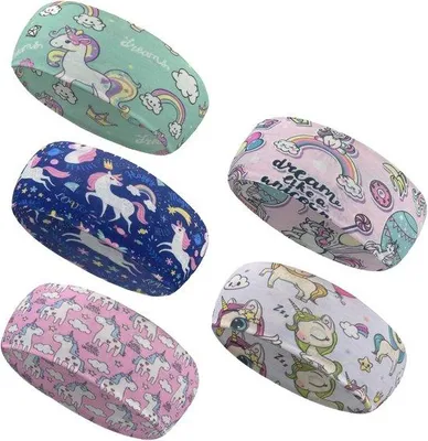 Produktbild von 5 bunte Einhorn-Haarbänder für Mädchen