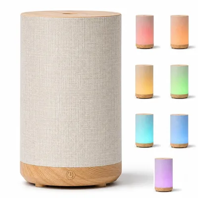 Produktbild von Aromatherapie Diffuser mit Stoffbezug, Ultraschall Luftbefeuchter, 7 Farben LED Nachtlicht, USB Aroma Diffuser für Schlafzimmer Büro Entspannung