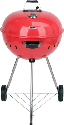 Image de Gril rond au charbon de bois, gril sphérique 54cm avec thermomètre, rouge