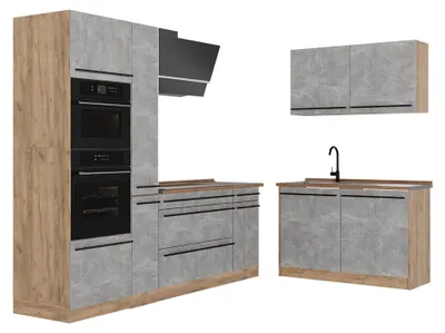 Zdjęcie produktu dla Kuchnia narożna Vicco R-Line Beton/Dąb goldkraft 230 x 120 cm blat roboczy Dąb Goldkraft, Model 67490