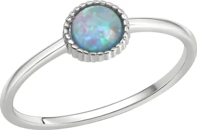 Produktbild von V Ring 925/- Sterling Silber rhodiniert Synth. Opal