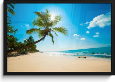 Produktbild von MuchoWow® MuchoWow® Gerahmtes Poster Strand - Meer - Sonne - Palme 60x40 cm - Poster mit zchwarzem Bilderrahmen - Printing - Wanddeko Schlafzimmer
