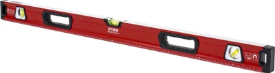 Produktbild von STIER Premium Wasserwaage, mit Magnet und drei Libellen, 1000 mm, 0,5 mm/m, vertikal und horizontal messen, Spiegel-Lotlibelle, präzise Messung, Aluminiumlegierung, doppelt gefräste Oberfläche