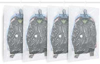 Image de Sacs de rangement pour vêtements peu encombrants, lot de 4, 105 x 70 cm