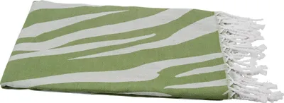 Produktbild von Saunatuch Hamamtuch original "Tiger Style" mit Fransen olivgrün