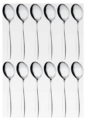 Produktbild von Tafellöffel 12 Stück, 18,5 cm, Suppenlöffel aus rostfreiem Edelstahl, 12er Pack, handpoliert, spülmaschinengeeignet – Serie Königstein