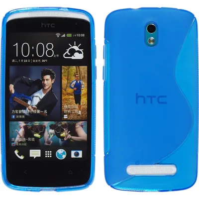 Produktbild von PhoneNatic Case kompatibel mit HTC Desire 500 - blau Silikon Hülle S-Style + 2 Schutzfolien