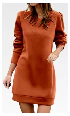 Produktbild von Damen Winterkleid Langarm Elegant Sweatkleid Midi Pulloverkleid Warm Knielang Casual Tunika Freizeitkleid Weich Sweatshirtkleid Locker Longpullover