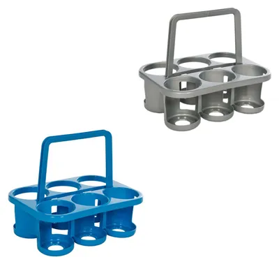 Zdjęcie produktu dla Novaliv 2x koszyk na 12 butelek - Stabilny uchwyt - Plastikowy koszyk na napoje, sztaplowany, 32x23x28cm NIEBIESKI SREBRNY - Idealny do kuchni i piwnicy Koszyk na napoje Koszyk na piwo Koszyk na napoje