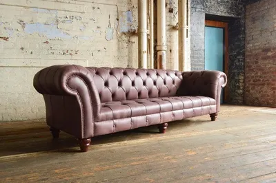 Immagine prodotto di Chesterfield Rivestimento in pelle Design Divano Divano classico 4 posti Bordaux