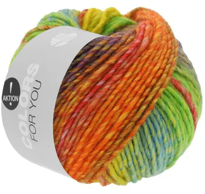 Zdjęcie produktu dla Lana Grossa COLORS FOR YOU 50 g grubej włóczki z gradientem kolorów 90 m kolor 140 - szaro-zielony/niebiesko-fioletowy/pomarańczowy/żółto-zielony/brązowy/fuksja