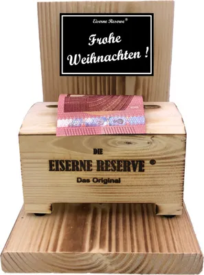 Produktbild von Frohe Weihnachten - Eiserne Reserve - Geldbox - Geldgeschenk Schatztruhe - Geschenk für Weihnachten - Geld verschenken
