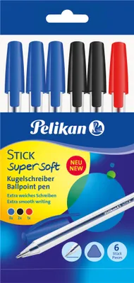 Produktbild von Pelikan Kugelschreiber Stick K86s super sof 6 Stück sortiert im Polybeutel