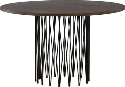 Productafbeelding van FURNLUX Eettafel, steenlook notenhout en zwart, 120 cm / Hoofdkleur: bruin / Afmetingen: 120 x 120 x 74 cm