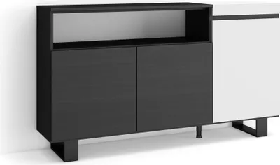Immagine prodotto di COZY Credenza, Mobile, Cucina, 150x35x87cm, 3 Porte, Design industriale, Bianco e Nero