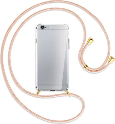 Produktbild von Handykette Backcover-Schutzhülle mit Band (Metall goldfarben) für Apple iPhone 6 / 6S - rose peach