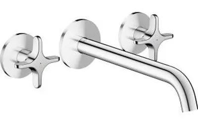 Productafbeelding van AXOR One wastafelmengkraan met 3 aansluitingen, inbouwmodel voor wandmontage, met kruisgrepen, chroom