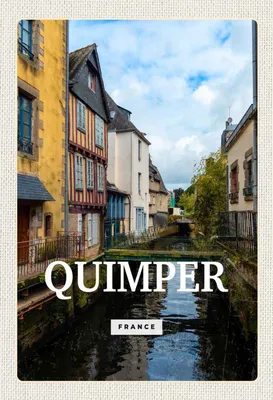Image de vianmo Panneau en bois 30x20 cm Quimper France Altstadt Fluss