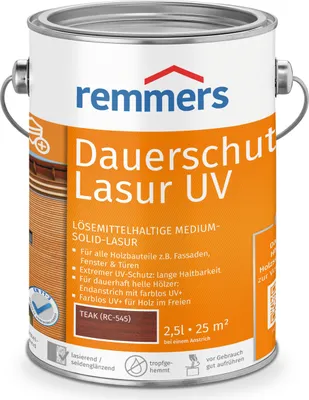 Produktbild von Remmers Dauerschutz-Lasur UV teak (RC-545) 2,5 l, Holzlasur