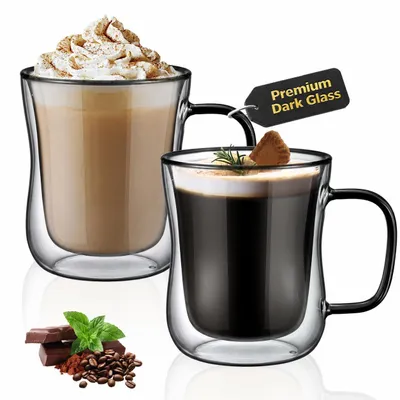 Image de Ensemble de 2 verres à café à double paroi, idéal pour les latte macchiato, les cappuccinos, le thé, les boissons glacées et le lait