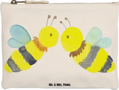 Produktbild von Mr. & Mrs. Panda Make-Up Tasche Biene Liebe Grösse XL Große - Weiß - Geschenk, kosmetiktäschchen, Pouch, toiletry bag, Schlampermäppchen, Kosmetiktasche, Federtasche