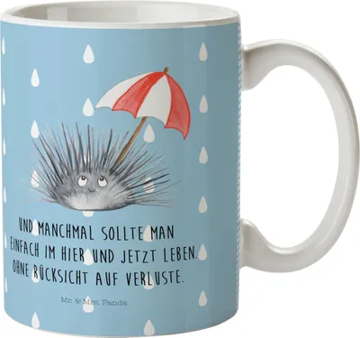 Produktbild von Mr. & Mrs. Panda Haferl Seeigel - Blau Pastell - Geschenk, Pott, Hier und Jetzt, Meer, Mehrwegbecher, Leben, Selbstliebe, Kindertasse, Lebe, Kinderbecher, Plastikbecher