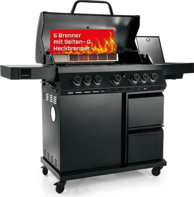 Produktbild von LANDMANN COOL BLACK 5.2 – mit 5 Brennern & 800 °C maxX-Zone - BBQ-Grill, Grillgerät, Barbecue-Gerät, Grill-Equipment für Grillfreunde und Grillspeisen