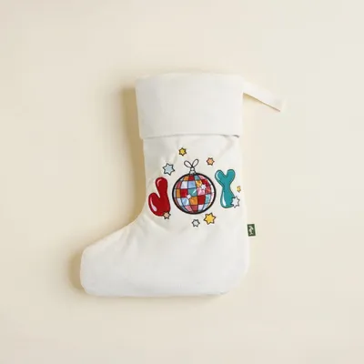 Produktbild von Eleganter Weihnachtsstrumpf JOY mit Stickerei für Deko