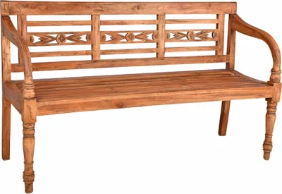 A wooden bench is shown against a white background.