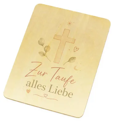 Produktbild von Postkarte Holz Zur Taufe alles Liebe - Kreuz Holzpostkarte Mit Spruch: alles