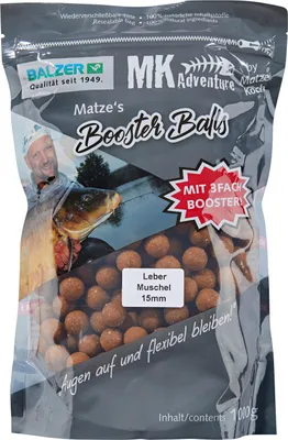Produktbild von Balzer Matze Koch Booster Balls Boilies 15mm 1kg Leber/Muschel