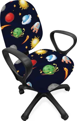 Produktbild von ABAKUHAUS Platz Bürostuhl Schonbezug, Cosmos mit Sonne Planeten, dekorative Schutzhülle aus Stretchgewebe, Mehrfarbig