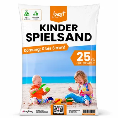 Produktbild von 4myBaby GmbH - Spielsand 75kg | Quarz Sand für Sandkasten | Kinder Spielsand | Dekosand | Spiel sand für Sand kasten | Sandkasten Sand | Gewaschener, KI-generiertes Bild
