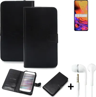 Produktbild von K-S-Trade Wallet Case Handyhülle kompatibel mit ZTE Axon 30 Pro Schutzhülle Flip cover Flipstyle Tasche Hülle Flipcover Slim Bumper schwarz + in