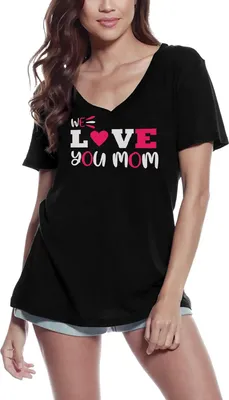 Produktbild von Damen Grafik T-Shirt V-Ausschnitt Wir lieben dich Mama - Herz – We Love You Mom - Heart – Öko-Verantwortlich Vintage Jahrgang Kurzarm Lustige Druck