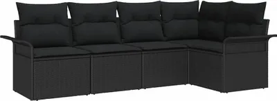 Produktbild von vidaXL Gartensofa-set 5 Stk. Schwarz Poly-Rattan