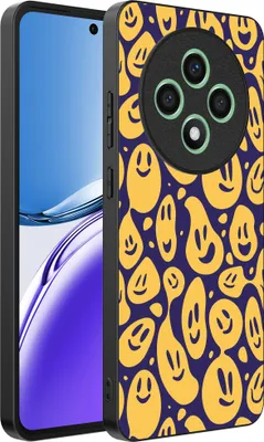 Produktbild von Smartphonica Telefon Fall geeignet für Oppo Reno 12F mit Smiley-Druck - TPU zurück Abdeckung Fall Emoji Design - lila gelb