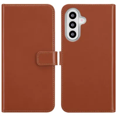 Imagen del producto de Funda de Cuero Auténtico tipo Libro para Samsung Galaxy A26 - Marrón claro