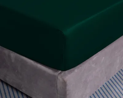 Obrázok produktu pre Napínacie prestieradlo 200x220 – fľaškovozelená – z vysoko kvalitnej bavlny – prateľné – dodatočných 25 cm na gume
