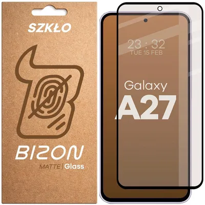 Produktbild von Mattes Hartglas für Galaxy A27 5G, Bizon Glass Matte, Schwarzer Rahmen