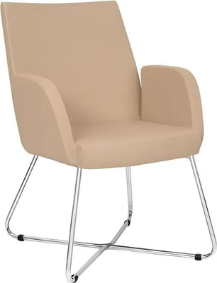 Produktbild von Design Stuhl Lehnstuhl Polster Stühle Luxus Textil Sessel Beige Burostuhl