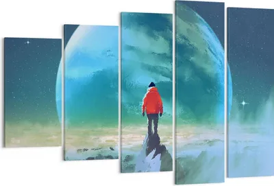 Produktbild von Bild auf Leinwand - Leinwandbild - Mann Planet - 150x100cm - Wand Bild - Wanddeko - Wandbilder - Leinwanddruck - Bilder - Kunstdruck - Wanddekoration - Leinwand bilder - Wandkunst - EG150x100-3869