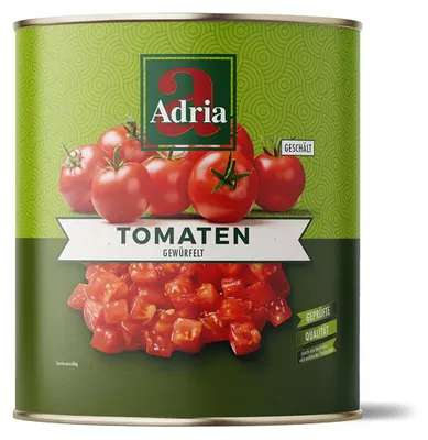 Image de Adria Cubes de tomates italiennes coupées en dés et pelées 3000g