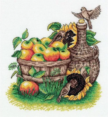 Produktbild von Klart Kreuzstichset "Äpfelernte" 21x22cm, Zählmuster