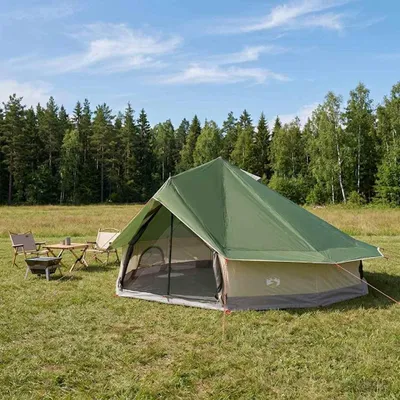 Produktbild von Tipi Zelt mit Dach Grün 800 x 800 x 430 cm Polyester und Stahl - Campingzelte c2618