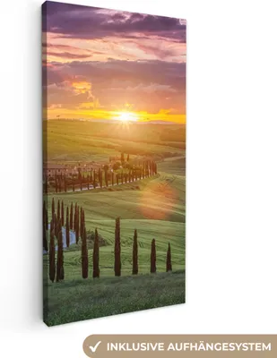 Produktbild von MuchoWow® - Leinwandbilder - Italien - Sonnenuntergang - Toskana, Wandbild, Wanddeko Bilder Wohnzimmer, 20x40 cm