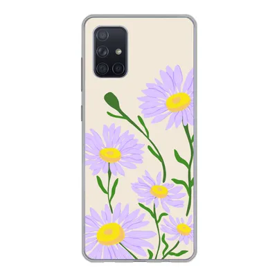 Produktbild von MuchoWow® Handyhülle Schutzhülle Hülle für Samsung Galaxy A51 Blume - Lila - Minimalismus Silikon Softcase Handy Hülle - Schutzabdeckung - Geburtstag Teenager