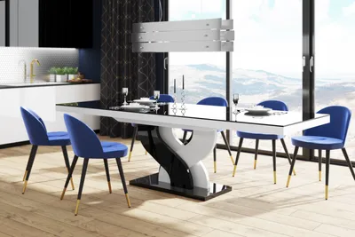 Produktbild von Design Esstisch Tisch HEB-111 Hochglanz ausziehbar 160 bis 256 cm