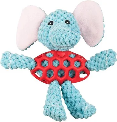Productafbeelding van Hondenspeelgoed Olifant - Kauwspeelgoed Puppy - Interactief Spel - Maakt Geluid - 17 x 22 x 6.8 cm - Zoals Getoond