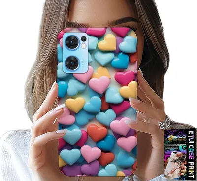 Obrázok produktu pre Puzdro pre Oppo Reno7 5G - farebné srdiečka s možnosťou personalizácie